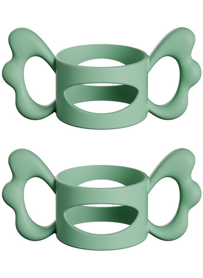 FAREVER Baby Bottle Handles, Easy Grip Bottle,Silicone Wide-Neck Bottle Handle, Outer Diameter Over 6cm for Bottle Green Green (2 Pack) - Image 1